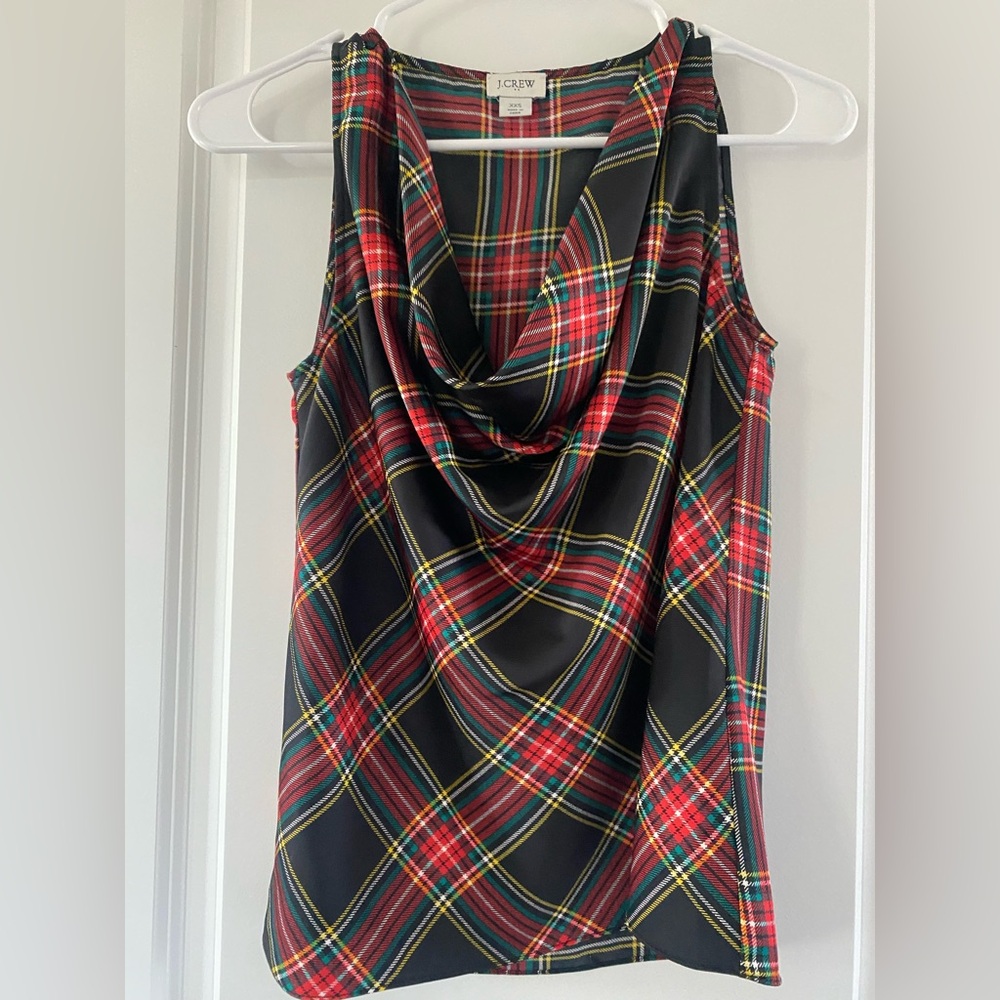 J.Crew Factory Black Holiday Plaid Cowl Neck Sleeveless
Top/Blouse